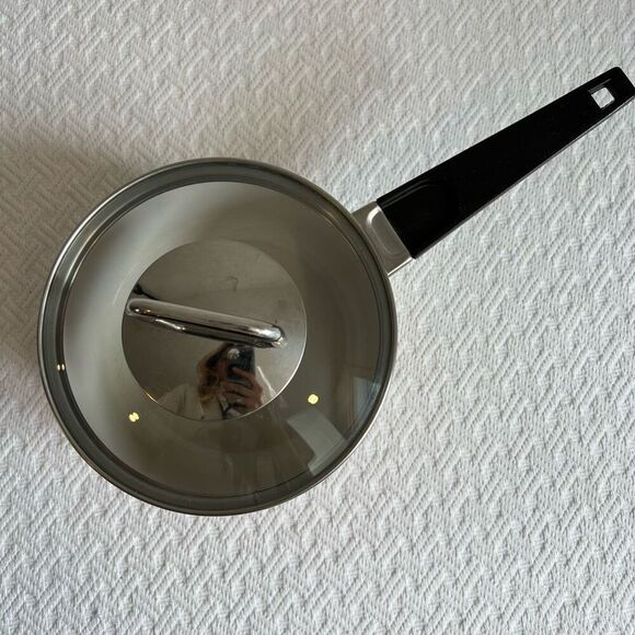 Vintage 70s Aubecq Pot Enamel Coated Steel Frying Pot Made in France, 1970s - Picture 2 of 15